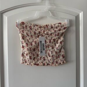 Urban Outfitters Cream and Red Floral Tube Top